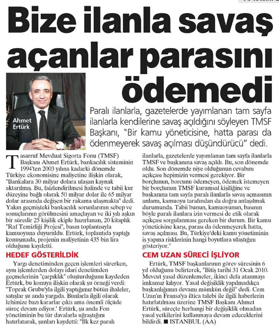 Yeni Şafak Gazetesi // 18.11.2009