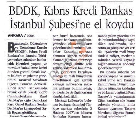 Kıbrıs Kredi Dünya Gazetesi // 29.09.2000